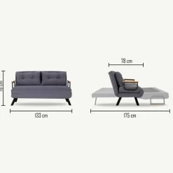 Divano letto moderno rosso 133x78cm - Calvin