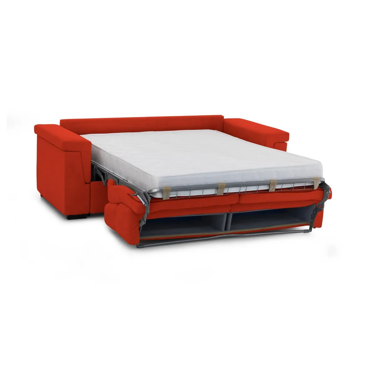 Divano Letto 2 Posti Arancione Sfoderabile Contenitore 185x95 cm, di Apertura a Ribalta Made in Italy - Salorno