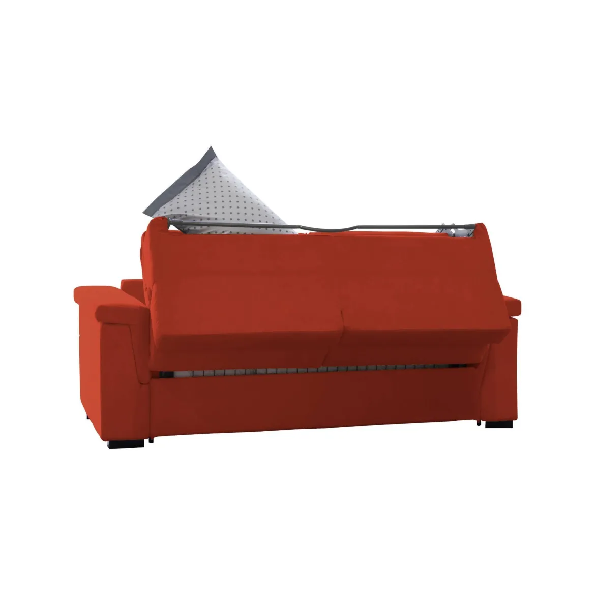 Divano Letto 2 Posti Arancione Sfoderabile Contenitore 185x95 cm, di Apertura a Ribalta Made in Italy - Salorno