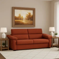 Divano Letto 2 Posti Arancione Sfoderabile Contenitore 205x95 cm, di Apertura a Ribalta Made in Italy - Contrada