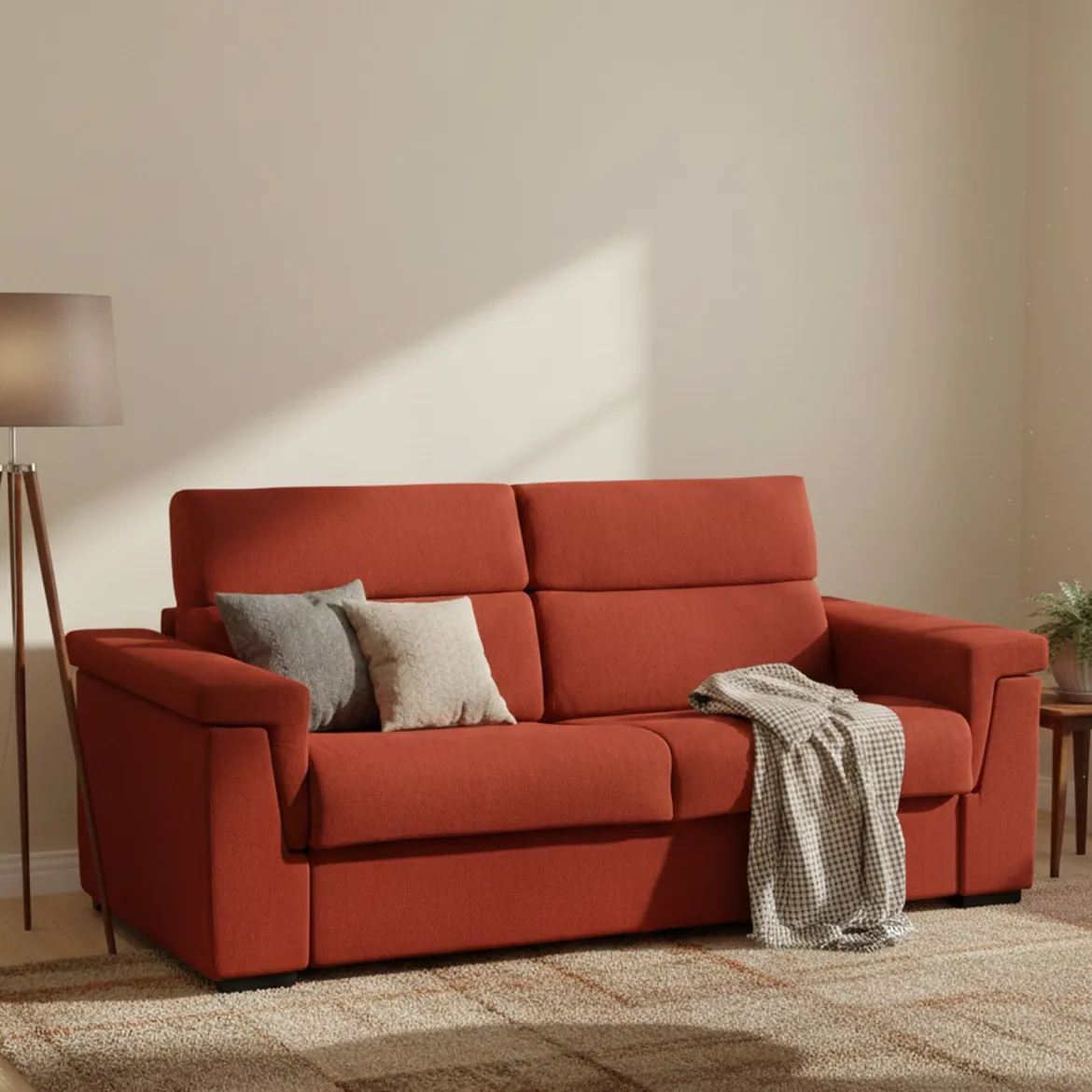 Divano Letto 3 Posti Arancione Sfoderabile Contenitore 225x95 cm, Lavabile Made in Italy - Pacecos
