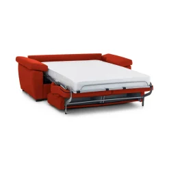 Divano Letto 3 Posti Arancione Sfoderabile Contenitore 225x95 cm, Lavabile Made in Italy - Trino