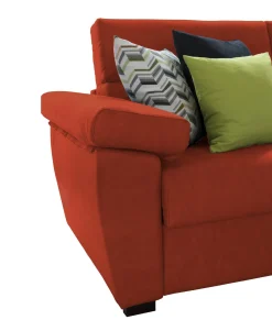 Divano Letto 3 Posti Arancione Sfoderabile Contenitore 225x95 cm, Lavabile Made in Italy - Trino