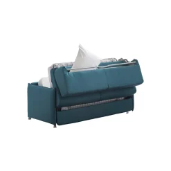 Divano Letto 2 Posti Azzurro Sfoderabile Contenitore 180x95 cm, di Apertura a Ribalta Made in Italy - Trovo