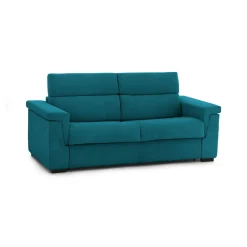 Divano Letto 2 Posti Azzurro Sfoderabile Contenitore 185x95 cm, di Apertura a Ribalta Made in Italy - Rigolato