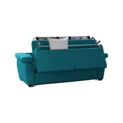 Divano Letto 2 Posti Azzurro Sfoderabile Contenitore 185x95 cm, di Apertura a Ribalta Made in Italy - Tenna