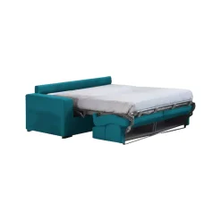 Divano Letto 2 Posti Azzurro Sfoderabile Contenitore 200x95 cm, di Apertura a Ribalta Made in Italy - Ecate