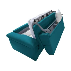 Divano Letto 2 Posti Azzurro Sfoderabile Contenitore 205x95 cm, di Apertura a Ribalta Made in Italy - Fisciano