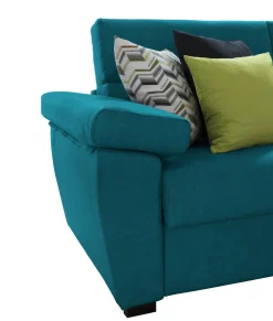 Divano Letto 2 Posti Azzurro Sfoderabile Contenitore 205x95 cm, di Apertura a Ribalta Made in Italy - Fisciano