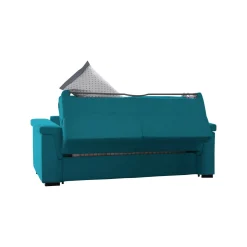 Divano Letto 3 Posti Azzurro Sfoderabile Contenitore 225x95 cm, Lavabile Made in Italy - Nus