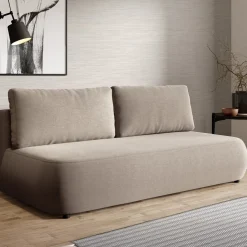 Divano Letto 2 Posti Beige Chiaro Contenitore di Apertura a Libro 266x121 cm, Reclinabile - Golgi