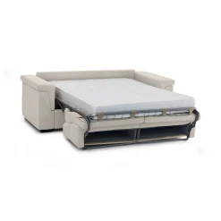 Divano Letto 3 Posti Beige Sfoderabile Contenitore 225x95 cm, Lavabile Made in Italy - Pacecos