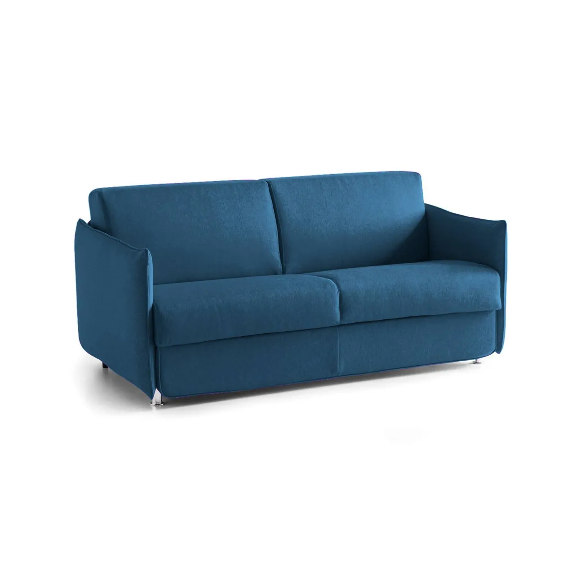 Divano Letto 2 Posti blu Sfoderabile Contenitore 160x95 cm, di Apertura a Ribalta Made in Italy - Verceia