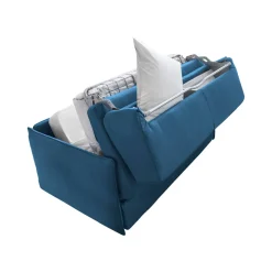 Divano Letto 2 Posti blu Sfoderabile Contenitore 180x95 cm, di Apertura a Ribalta Made in Italy - Trissino