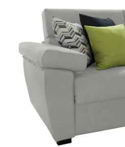 Divano Letto 2 Posti Grigio Chiaro Sfoderabile Contenitore 185x95 cm, di Apertura a Ribalta Made in Italy - Tenna