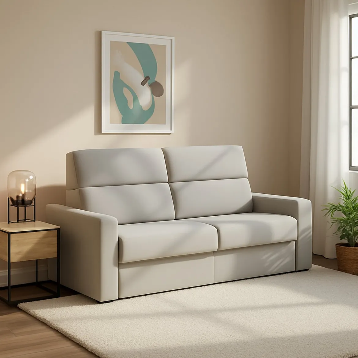 Divano Letto 2 Posti Grigio Chiaro Sfoderabile Contenitore 200x95 cm, di Apertura a Ribalta Made in Italy - Sonico