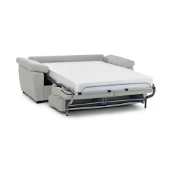 Divano Letto 2 Posti Grigio Chiaro Sfoderabile Contenitore 205x95 cm, di Apertura a Ribalta Made in Italy - Contrada