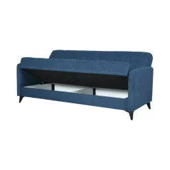 Divano Letto 3 Posti Grigio Chiaro Contenitore di Apertura Click-clack 225x83 cm, Lavabile - Ribera