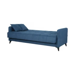 Divano Letto 3 Posti Grigio Chiaro Contenitore di Apertura Click-clack 225x83 cm, Lavabile - Ribera