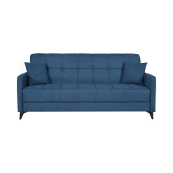 Divano Letto 3 Posti Grigio Chiaro Contenitore di Apertura Click-clack 225x83 cm, Lavabile - Ribera