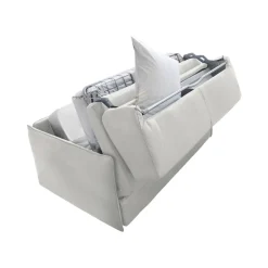 Divano Letto 3 Posti Grigio Chiaro Sfoderabile Contenitore 200x95 cm, Lavabile Made in Italy - Gravere