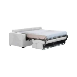 Divano Letto 3 Posti Grigio Chiaro Sfoderabile Contenitore 225x95 cm, Lavabile Made in Italy - Benedetto