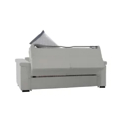 Divano Letto 3 Posti Grigio Chiaro Sfoderabile Contenitore 225x95 cm, Lavabile Made in Italy - Nus