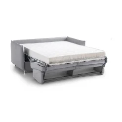 Divano Letto 2 Posti Grigio Sfoderabile Contenitore 160x95 cm, di Apertura a Ribalta Made in Italy - Verceia