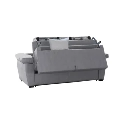 Divano Letto 3 Posti Grigio Sfoderabile Contenitore 225x95 cm, Lavabile Made in Italy - Pacecos