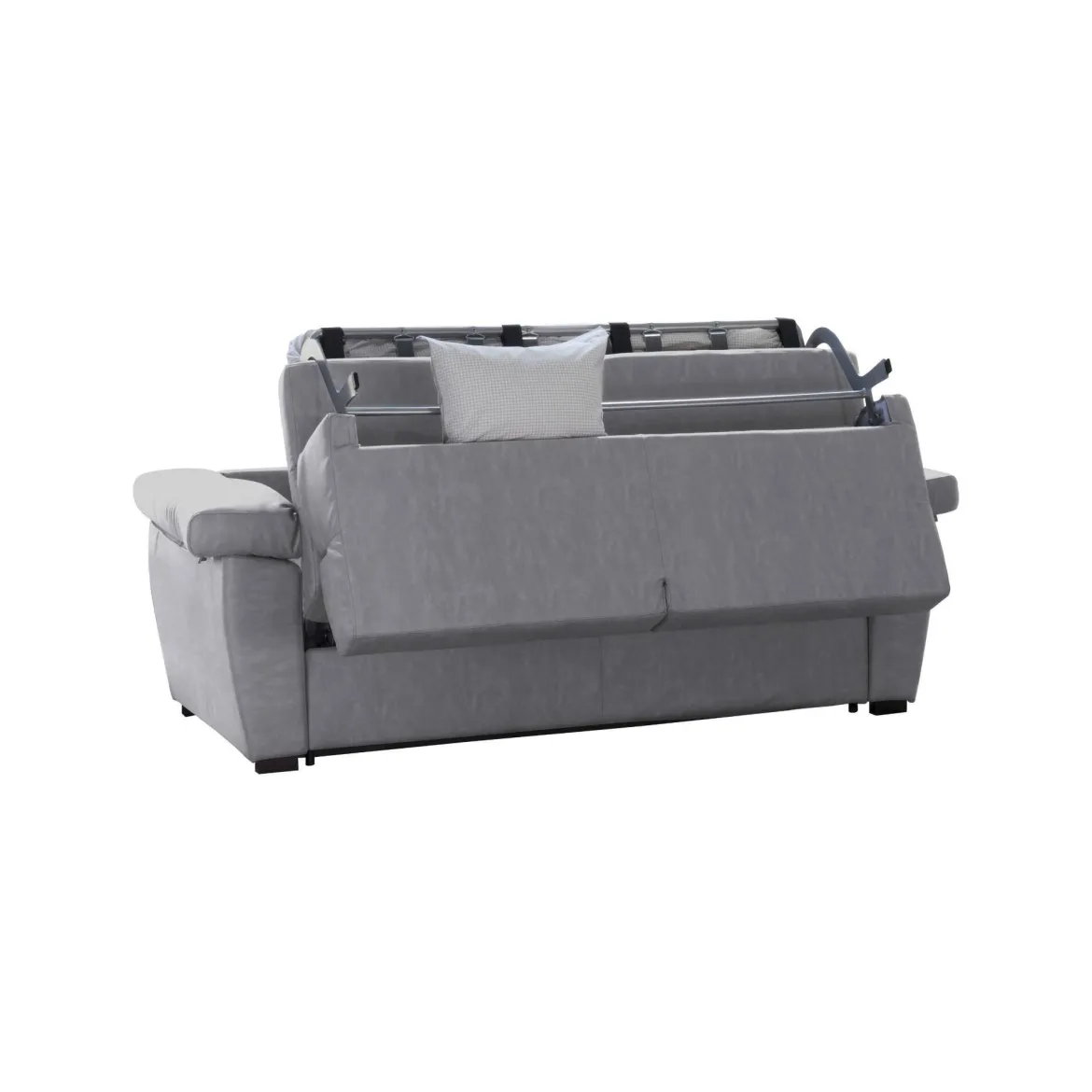 Divano Letto 3 Posti Grigio Sfoderabile Contenitore 225x95 cm, Lavabile Made in Italy - Pacecos