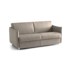 Divano Letto 2 Posti Grigio Tortora Sfoderabile Contenitore 160x95 cm, di Apertura a Ribalta Made in Italy - Follina