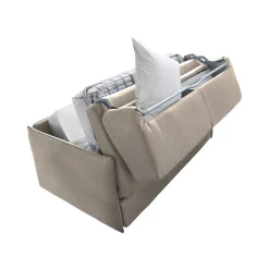 Divano Letto 2 Posti Grigio Tortora Sfoderabile Contenitore 160x95 cm, di Apertura a Ribalta Made in Italy - Verceia