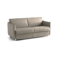 Divano Letto 2 Posti Grigio Tortora Sfoderabile Contenitore 180x95 cm, di Apertura a Ribalta Made in Italy - Casabona