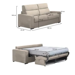 Divano Letto 2 Posti Grigio Tortora Sfoderabile Contenitore 180x95 cm, di Apertura a Ribalta Made in Italy - None