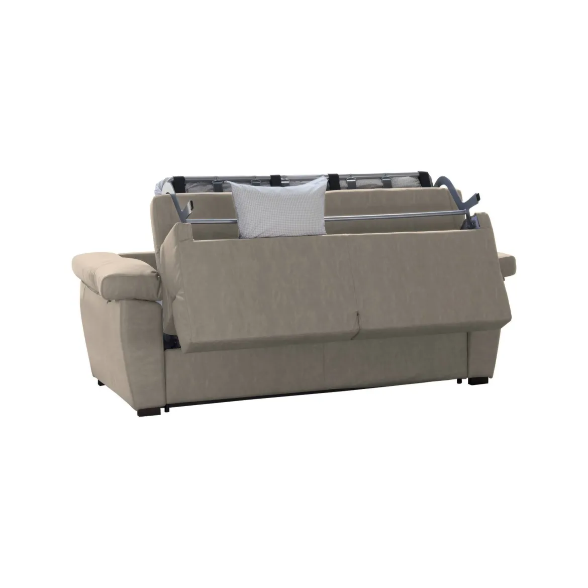 Divano Letto 2 Posti Grigio Tortora Sfoderabile Contenitore 205x95 cm, di Apertura a Ribalta Made in Italy - Contrada