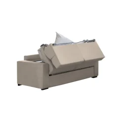 Divano Letto 3 Posti Grigio Tortora Sfoderabile Contenitore 225x95 cm, Lavabile Made in Italy - Benedetto