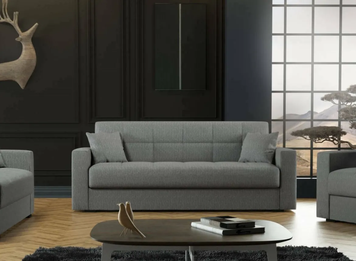 Divano letto 3 posti grigio 212x80cm - Ambrogino