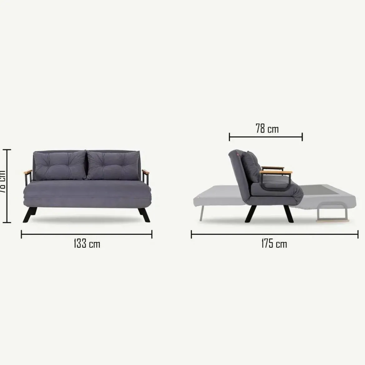 Divano letto 2 posti marrone 140x65cm - Hone