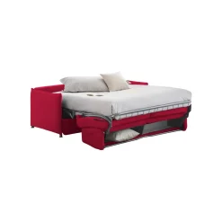 Divano Letto 2 Posti Rosso Sfoderabile Contenitore 180x95 cm, di Apertura a Ribalta Made in Italy - Trovo