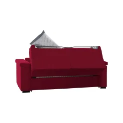 Divano Letto 2 Posti Rosso Sfoderabile Contenitore 185x95 cm, di Apertura a Ribalta Made in Italy - Salorno