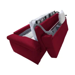 Divano Letto 2 Posti Rosso Sfoderabile Contenitore 185x95 cm, di Apertura a Ribalta Made in Italy - Seui