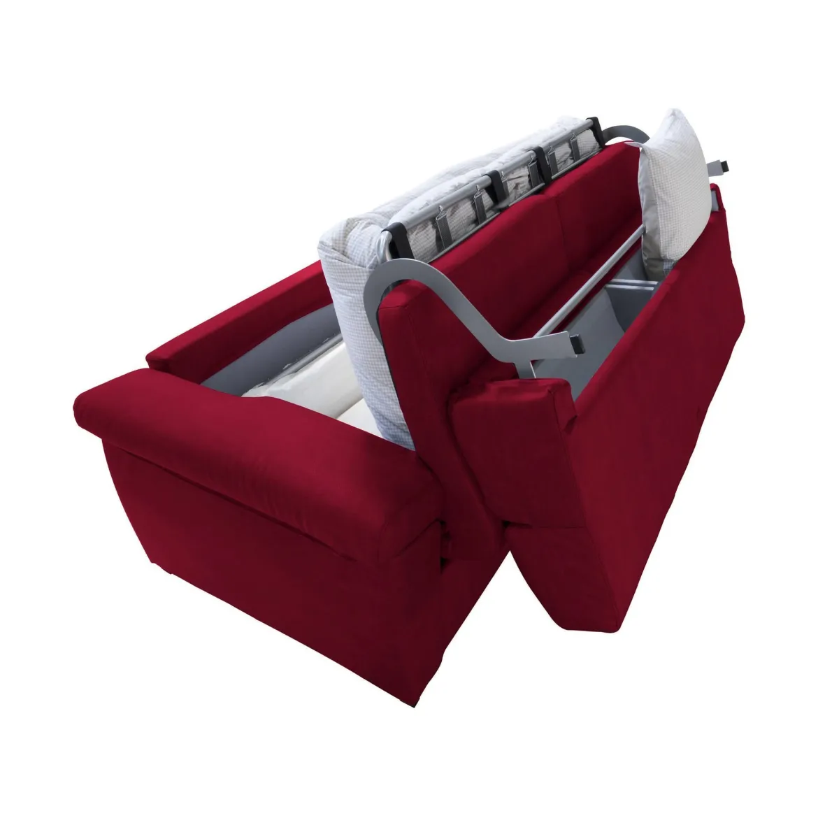 Divano Letto 2 Posti Rosso Sfoderabile Contenitore 205x95 cm, di Apertura a Ribalta Made in Italy - Biscossi