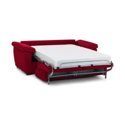 Divano Letto 2 Posti Rosso Sfoderabile Contenitore 205x95 cm, di Apertura a Ribalta Made in Italy - Biscossi