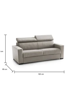 Divano letto 2 posti tortora 160x95cm - Alinia