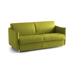 Divano Letto 2 Posti Verde Sfoderabile Contenitore 160x95 cm, di Apertura a Ribalta Made in Italy - Follina