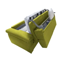Divano Letto 2 Posti Verde Sfoderabile Contenitore 185x95 cm, di Apertura a Ribalta Made in Italy - Seui