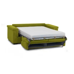 Divano Letto 2 Posti Verde Sfoderabile Contenitore 200x95 cm, di Apertura a Ribalta Made in Italy - Ecate