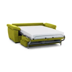 Divano Letto 3 Posti Verde Sfoderabile Contenitore 225x95 cm, Lavabile Made in Italy - Trino