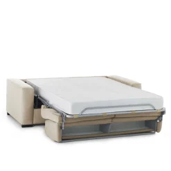 Divano Letto 2 Posti 200x95 cm con Contenitore Apertura a Ribalta in Tessuto Sfoderabile Beige Made in Italy Materasso 140x190 – Andymion