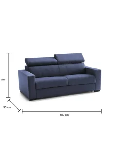Divano letto reclinabile blu 220x95cm - Asteroide